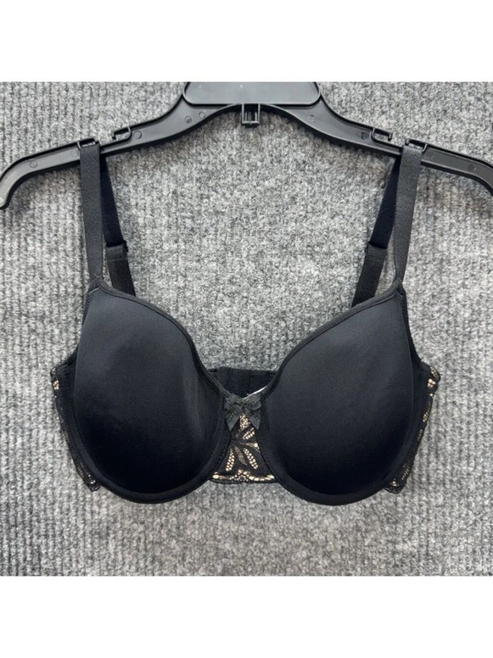 Wacoal Bra 32DDD All Dressed Up Underwire T-Shirt Black Floral Lace 853166